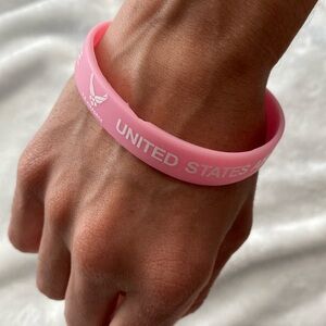 Pink and white United States Air Force silicone bracelet